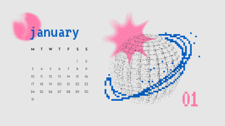 Illustration of Abstract and Geometric Figures Calendar tervezősablon