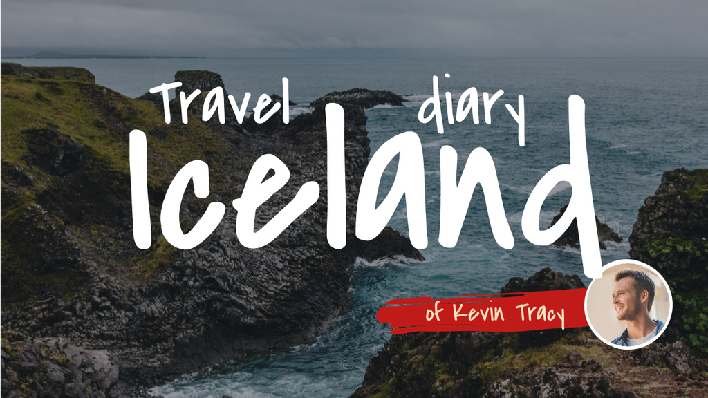 Iceland Travel Diary with Scenic Ocean Landscape Youtube Thumbnail Πρότυπο σχεδίασης