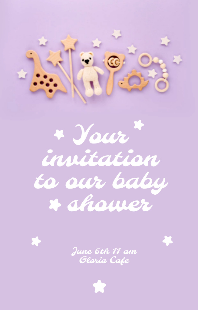 Platilla de diseño Baby Shower Celebration Announcement Invitation 4.6x7.2in