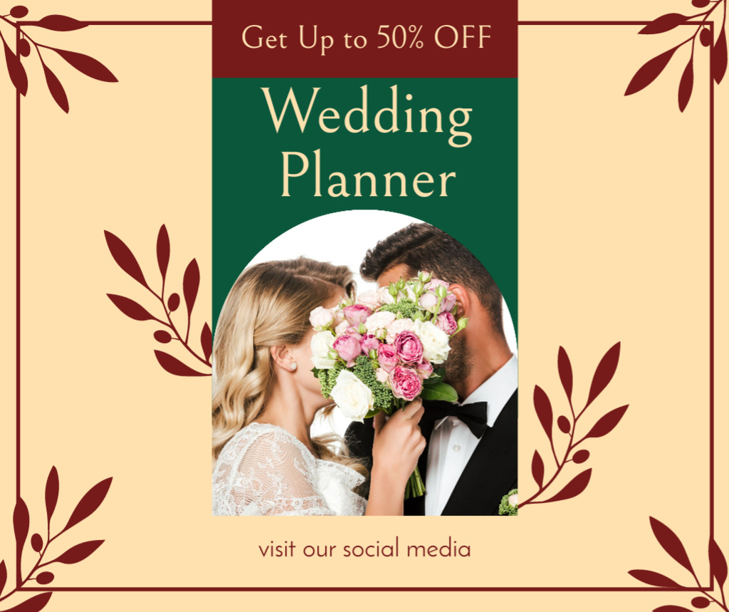 Discounts on Dream Wedding Planning Services Facebook Design Template