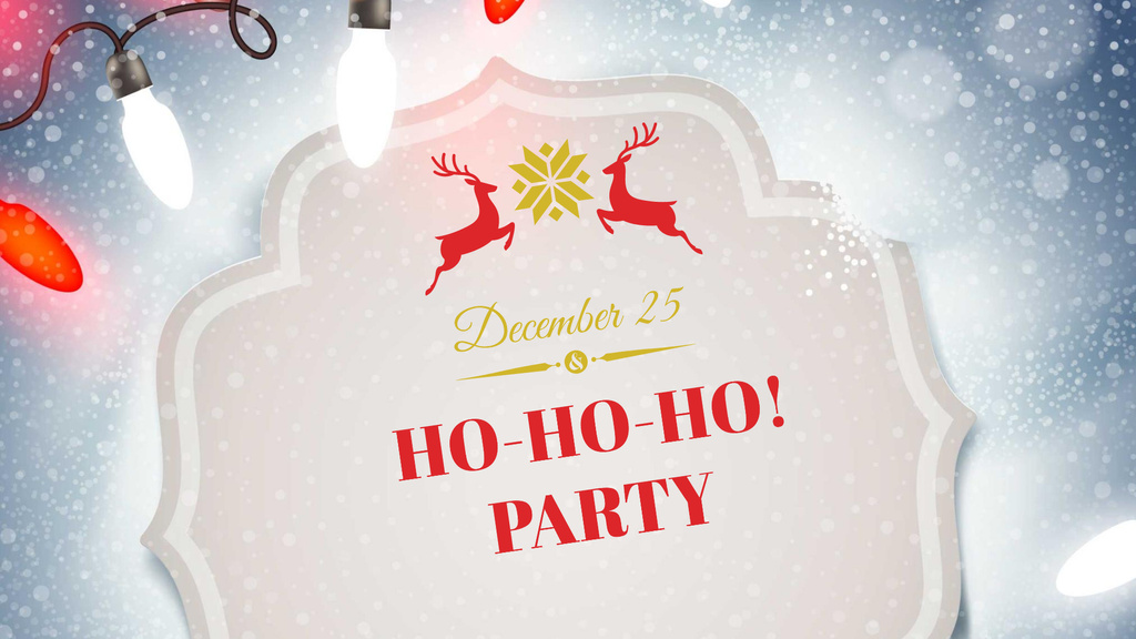 New Year Party Announcement with Festive Deers FB event cover tervezősablon