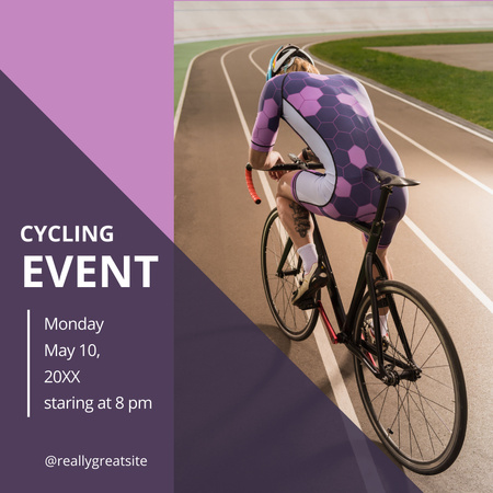 Cycling Event Invitation with Cyclist on Track Instagram Tasarım Şablonu