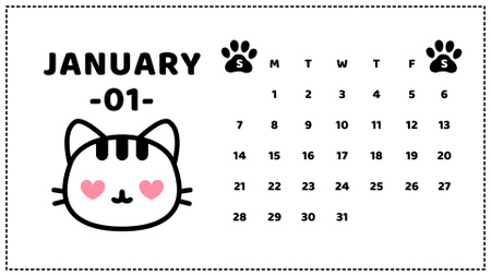 Ontwerpsjabloon van Calendar van Illustratie van schattige katten en poten