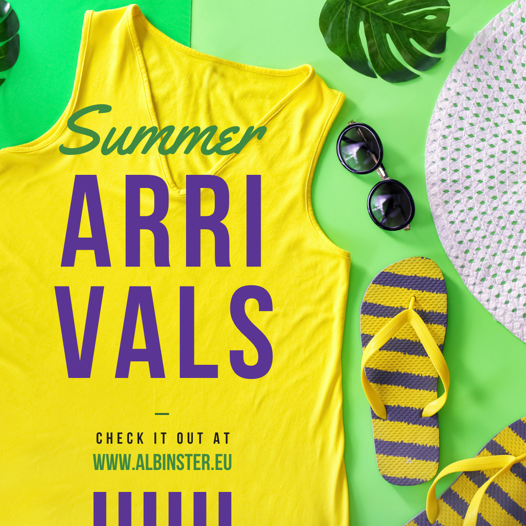 Modèle de visuel Yellow summer clothes Offer - Instagram