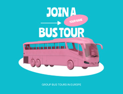 Illustration of Pink Travel Bus