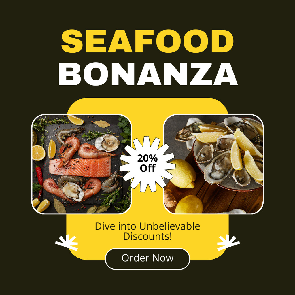 Modèle de visuel Ad of Delicious Seafood with Discount - Instagram