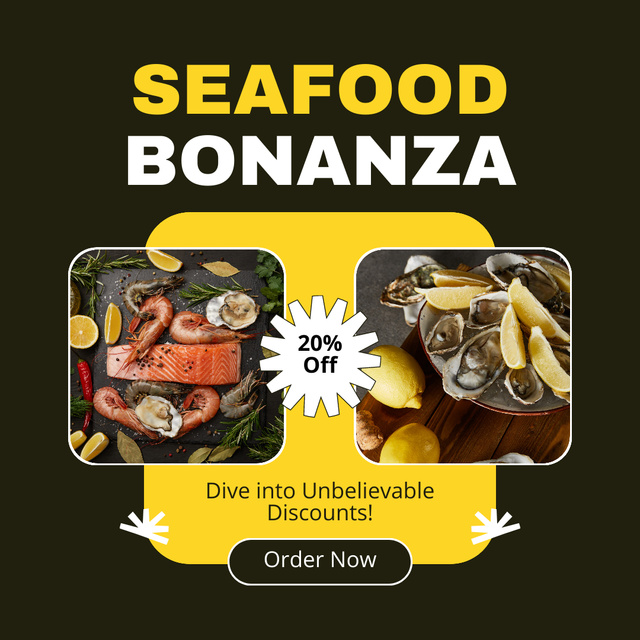 Ad of Delicious Seafood with Discount Instagram Tasarım Şablonu