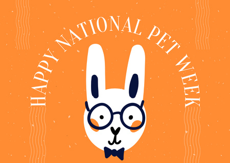 National Pet Week with wite Rabbit Card Design Template