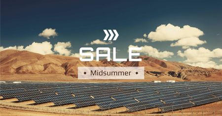 Summer Sale Announcement with Solar Panels Facebook AD Πρότυπο σχεδίασης