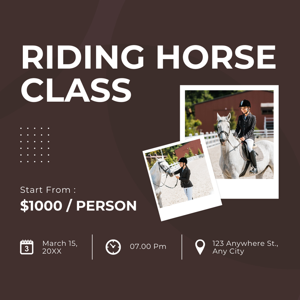 Modèle de visuel Riding Horse Class With Fixed Price For Person - Instagram AD