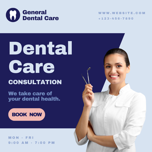 Ontwerpsjabloon van Animated Post van Offer of Dental Care Consultation