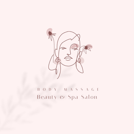 Spa Salon Advertisement with Woman's Face Logo Design Template