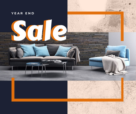 Year end Furniture sale interior in grey Facebook Design Template