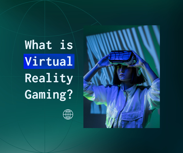 Woman using Virtual Reality Glasses Facebookデザインテンプレート