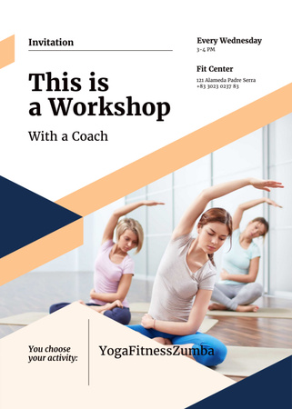 Ontwerpsjabloon van Flayer van Workshop invitation with Women practicing Yoga