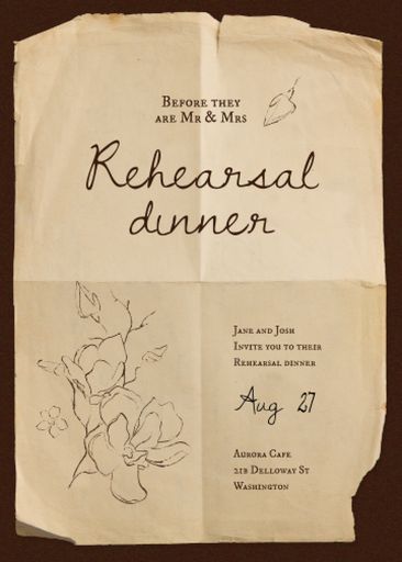 Rehearsal Dinner Announcement With Flowers Illustration 