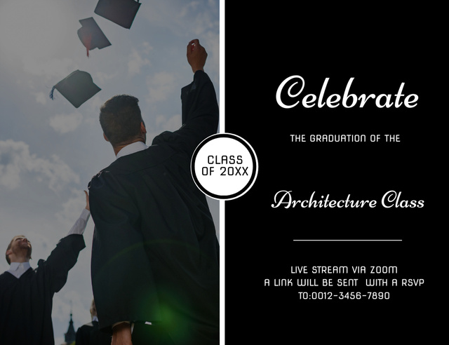 Architecture Class Graduation Party Announcement Invitation 13.9x10.7cm Horizontal Design Template