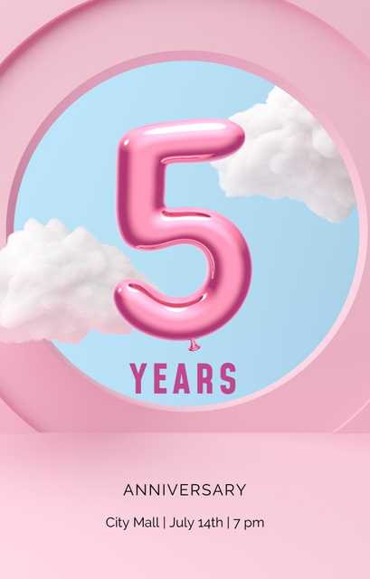 Plantilla de diseño de Awesome Anniversary Celebration Announcement With Cute Clouds In July Invitation 4.6x7.2in 