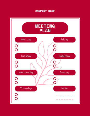 Business Meeting Plan in Red Notepad 8.5x11in Design Template