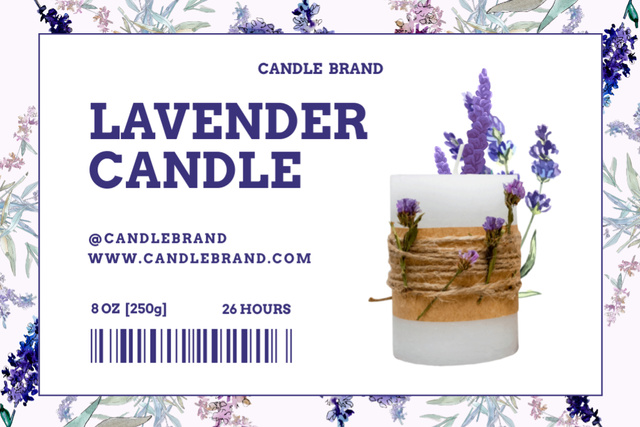 Amazing Lavender Candle With Herbs Promotion Label – шаблон для дизайна