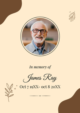 Funeral Thank You with Smiling Old Man Postcard A6 Vertical Design Template
