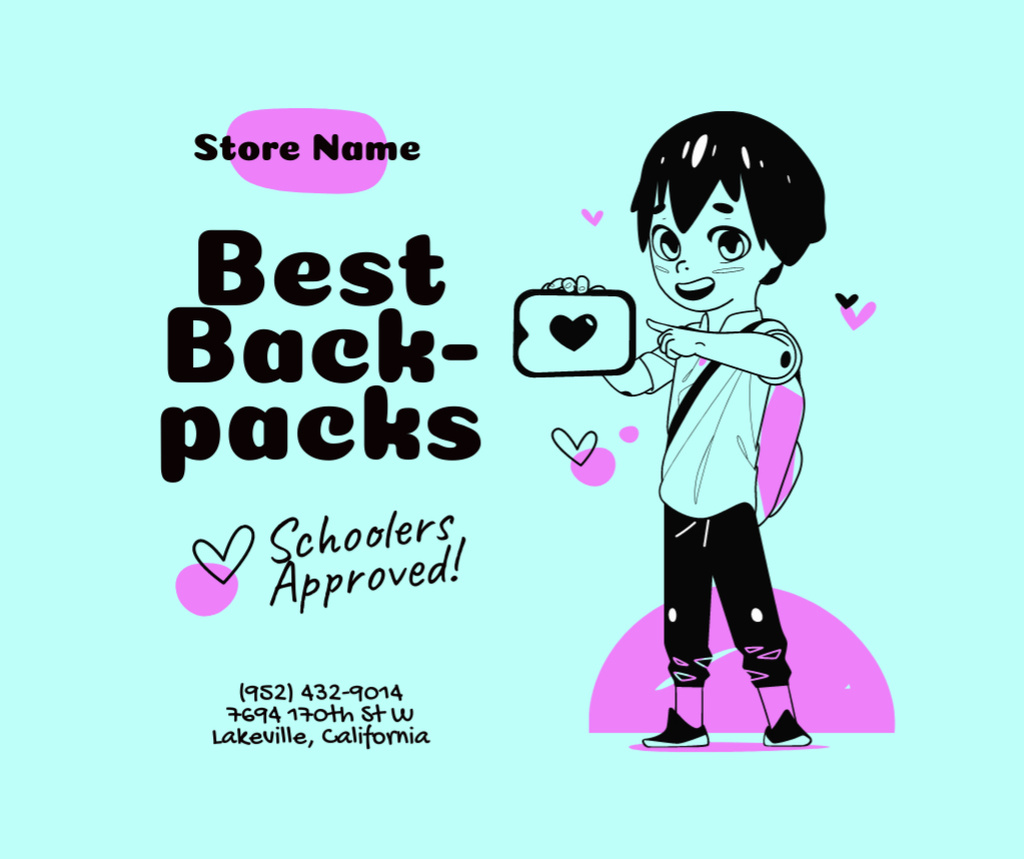 Back to School Special Offer of Backpacks Sale Facebook Design Template