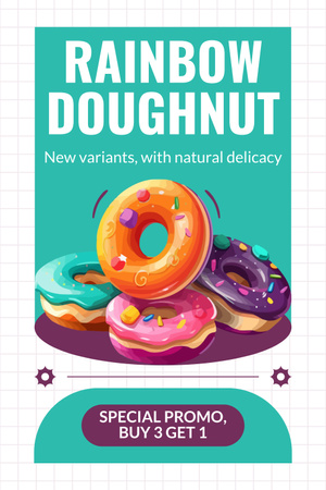 Mağazadan Gökkuşağı Donut Teklifi Pinterest Tasarım Şablonu