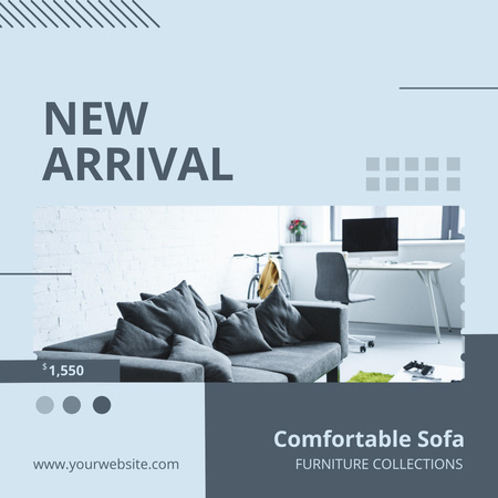 Modern Furniture Offer with Comfortable Sofa Instagram tervezősablon