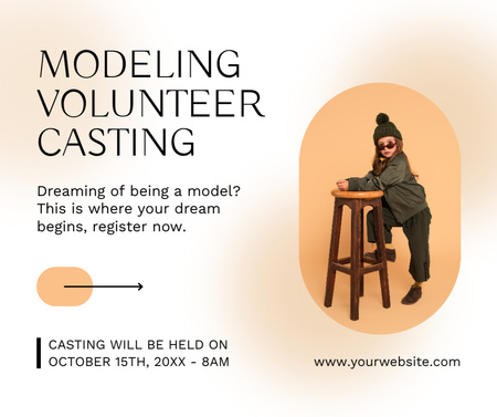 Announcement about Casting for Children's Modeling Agency Facebook Design Template