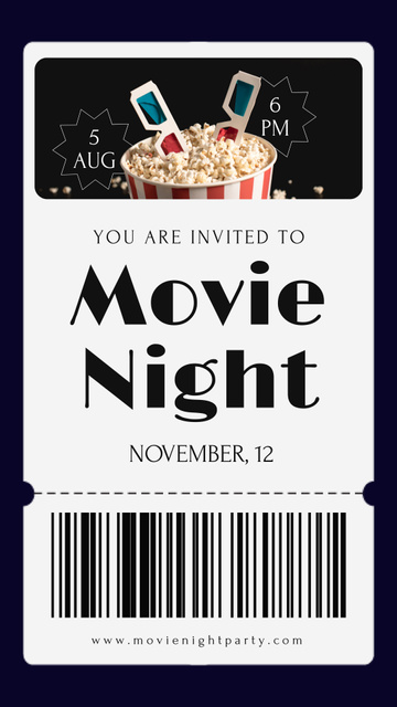 Designvorlage Movie Night Ticket  für Instagram Story