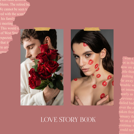 Love Story with Beautiful Couple Photo Book Design Template