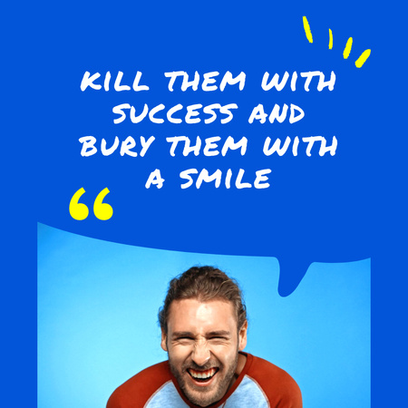 Template di design ispirazione citazione con uomo sorridente Instagram