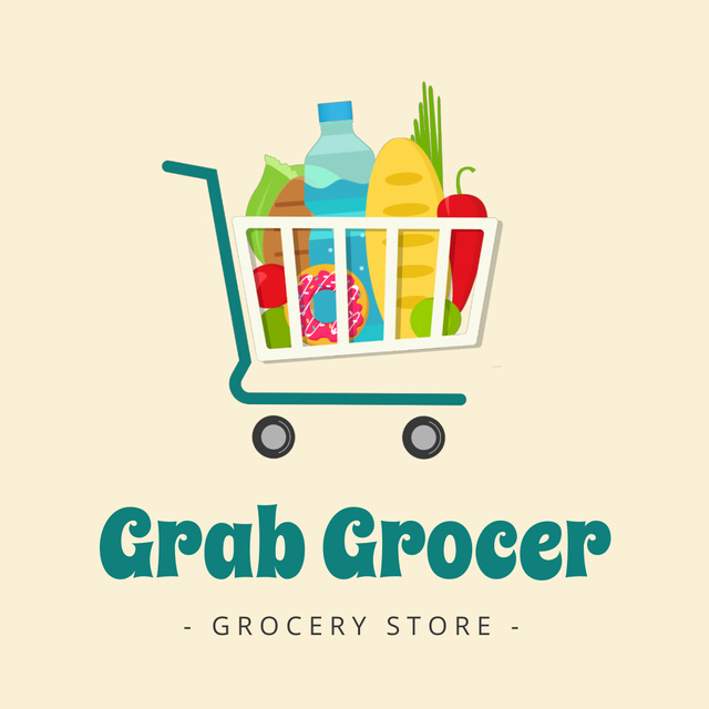 Ontwerpsjabloon van Animated Logo van Shopping Cart in Grocery Store