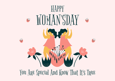 International Women's Day Cute Greeting Card Design Template