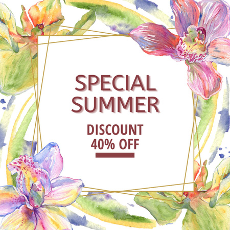 Designvorlage Special Summer Discount Offer on Floral für Instagram