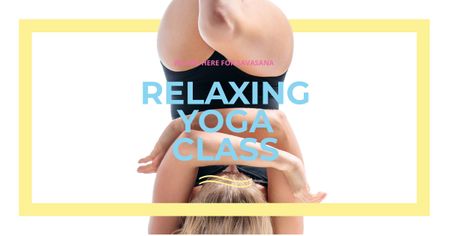 Ontwerpsjabloon van Facebook AD van Relaxing yoga class with Woman stretching