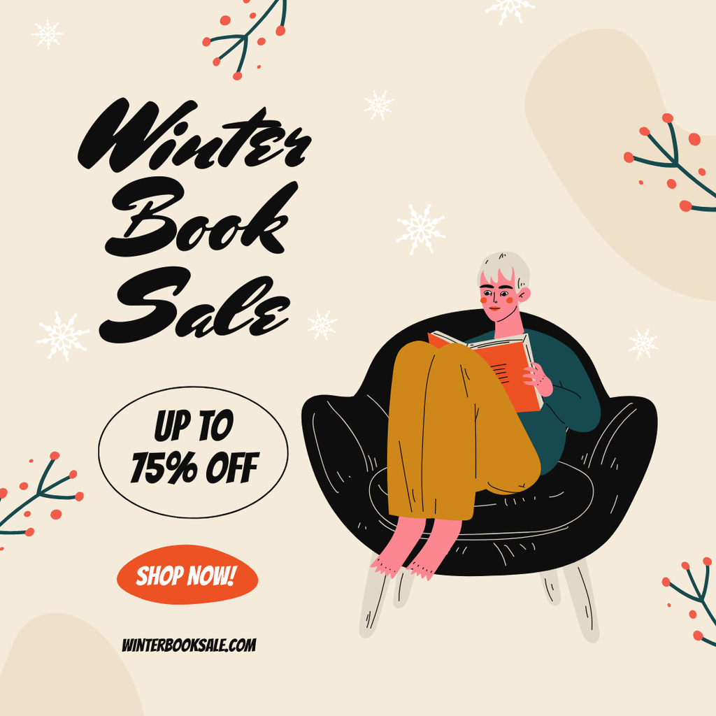 Winter Book Sale Instagram Design Template