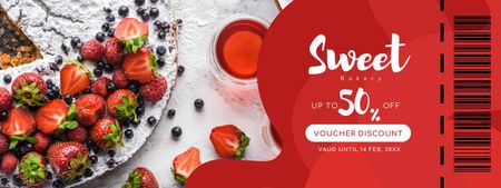 Valentine's Day Sweets Discount Offer in Red Coupon Design Template