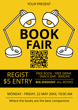 Book Fair Announcement with Illustration Flayer Design Template