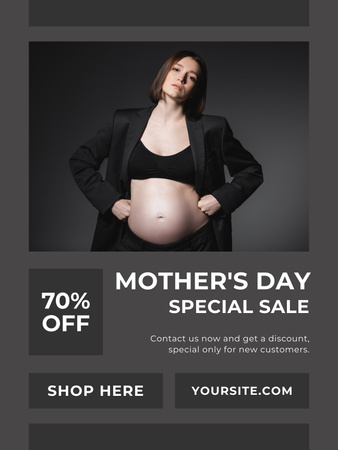 Discount on Mother's Day with Pregnant Woman Poster US Design Template