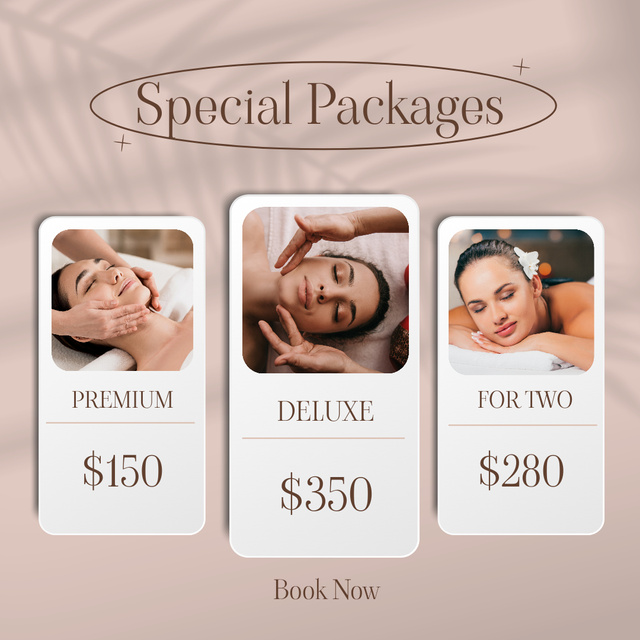 Spa Salon Special Packages With Booking Instagram – шаблон для дизайну