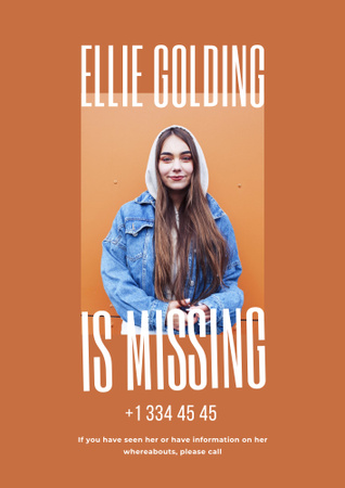 Announcement of Missing Young Girl Poster B2 Design Template