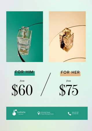 Modèle de visuel Perfume Offer with Glass Bottles in Flowers - Poster