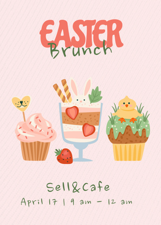 Ontwerpsjabloon van Invitation van Easter Brunch in Cafe