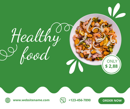 Healthy Meal From Seafood With Price Facebook Design Template
