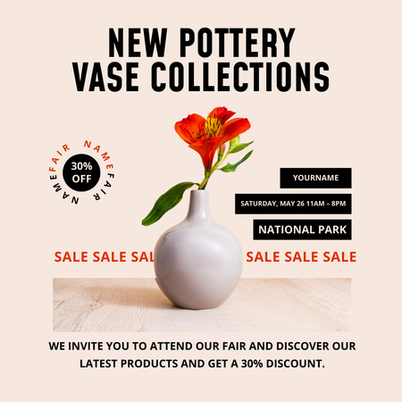 Discount on New Collection of Pottery Vases Instagram Design Template