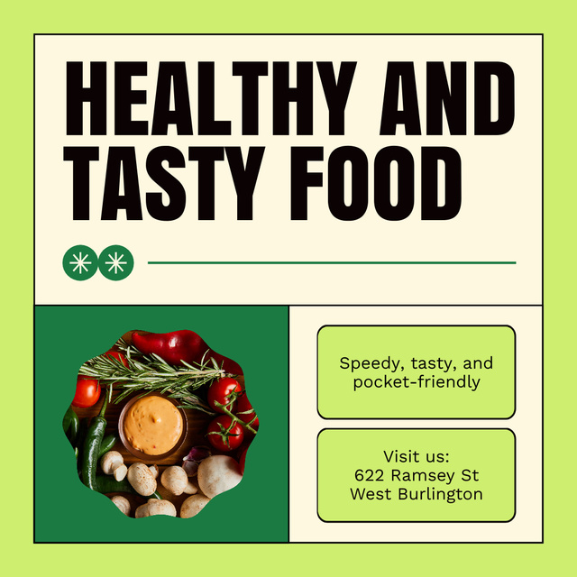 Healthy and Tasty Food in Fast Casual Restaurant Instagram AD Design Template