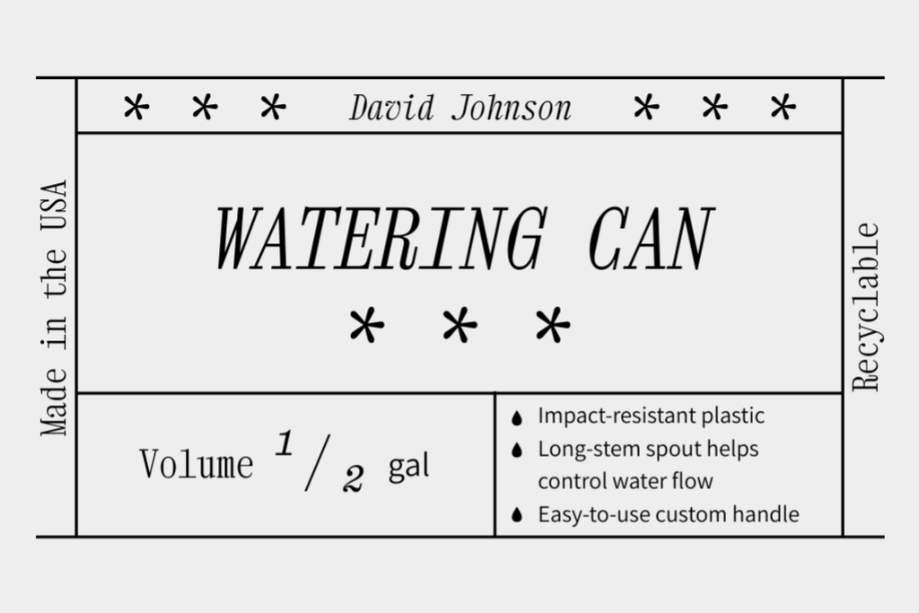 Garden Tools Ad with Offer of Watering Can Label Design Template