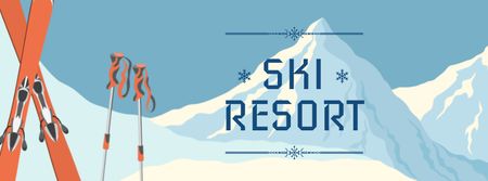 Ski resorts ad with Snowy Mountains Facebook cover Design Template