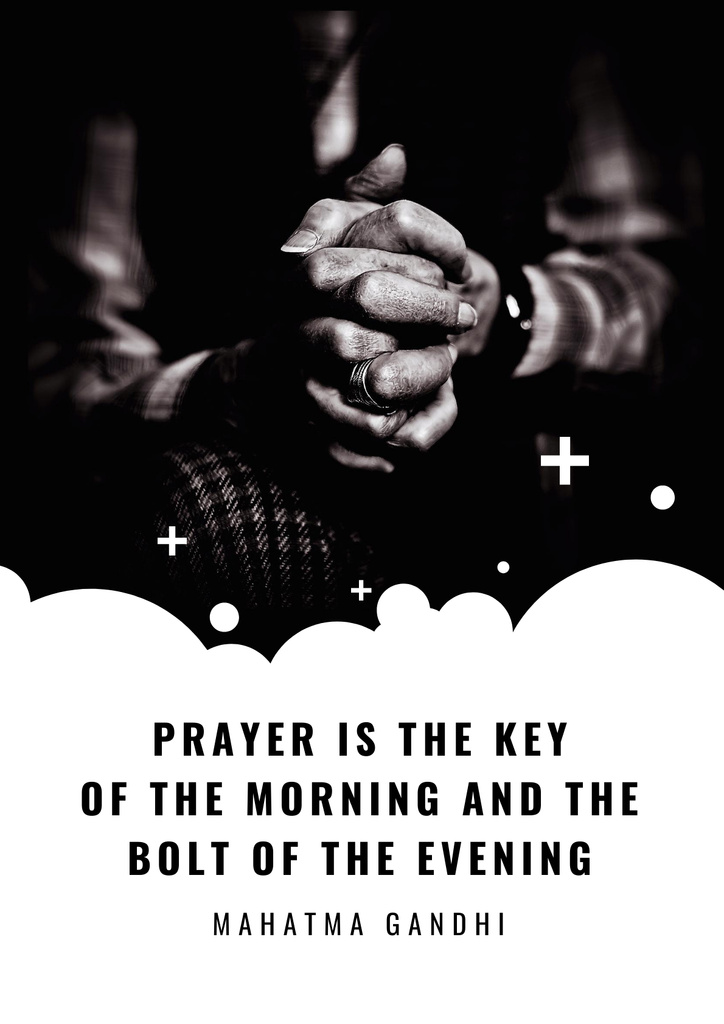 Famous Quote about Prayer on Black and White Background Poster Modelo de Design